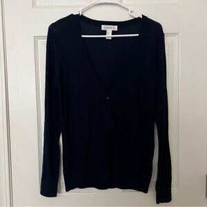 Forever 21 Navy Blue V-Neck Button Cardigan